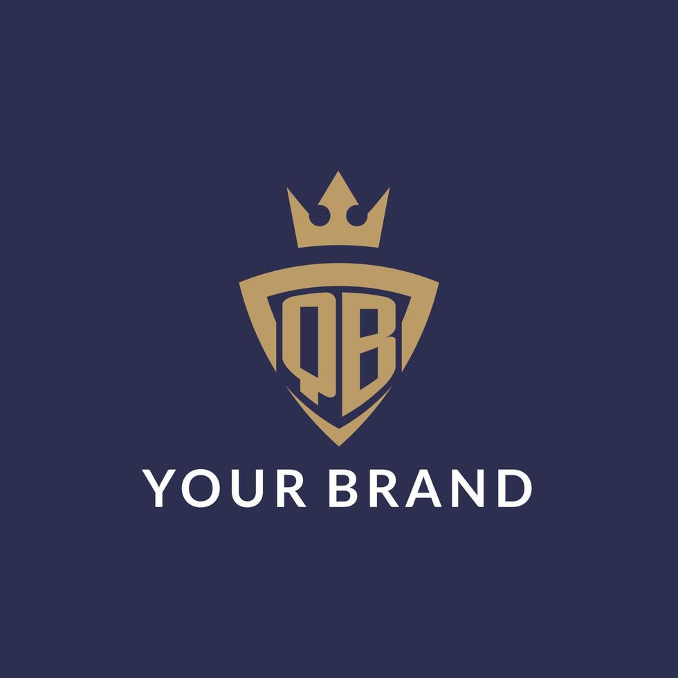 QB logo with shield and crown, monogram initial logo style vector