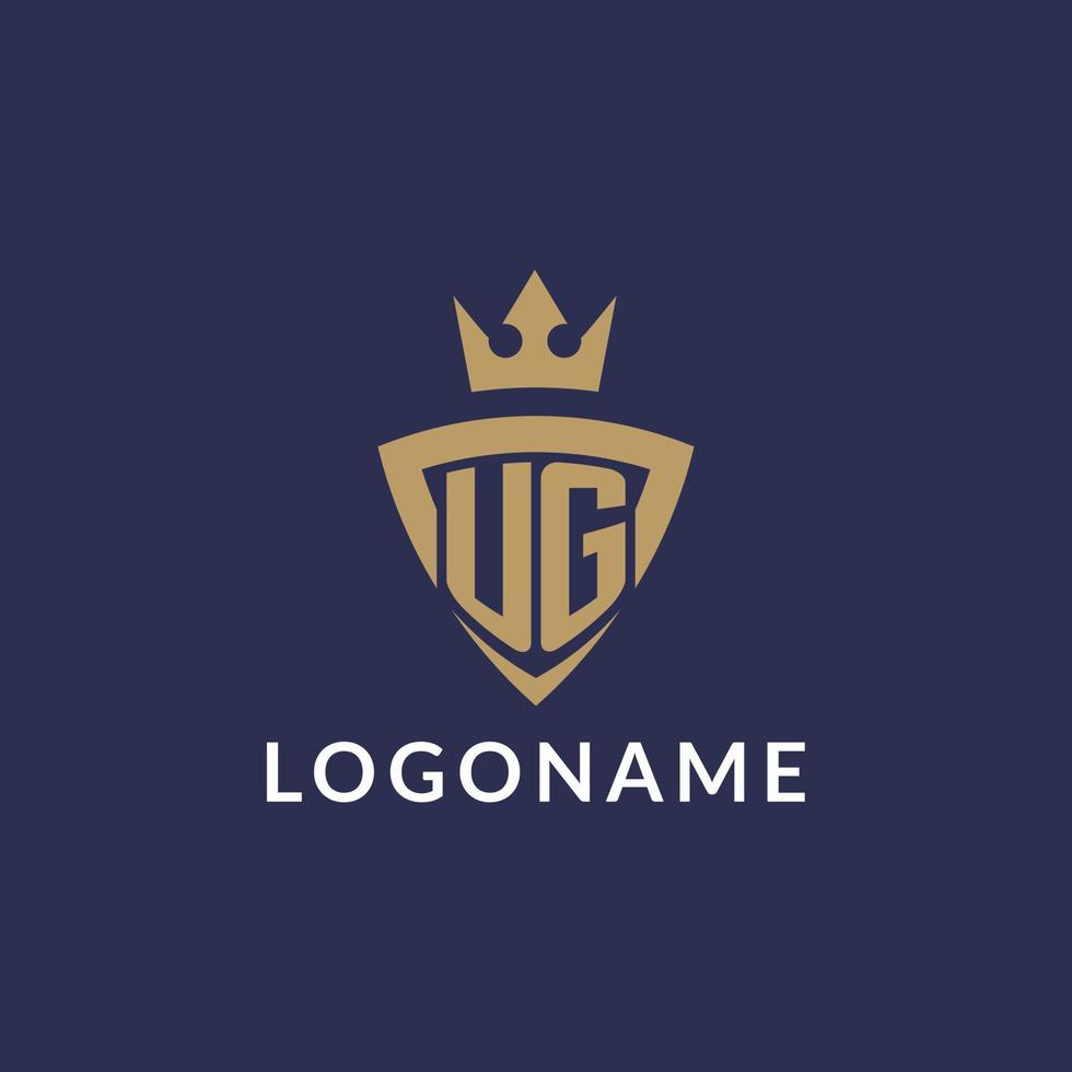 UG logo with shield and crown, monogram initial logo style vector