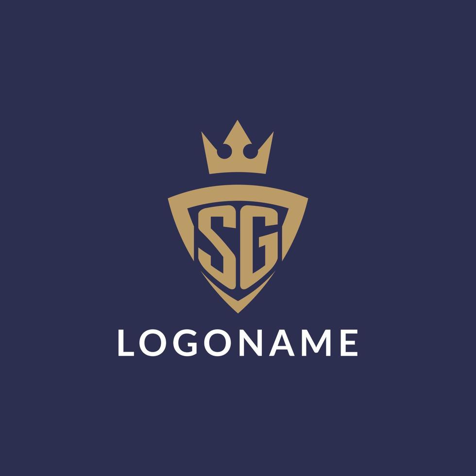 SG logo with shield and crown, monogram initial logo style vector