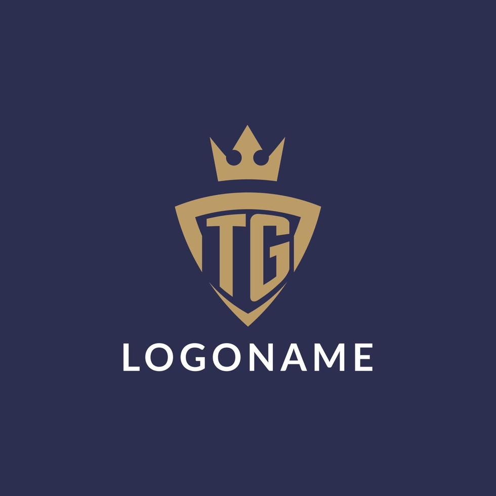 TG logo with shield and crown, monogram initial logo style vector
