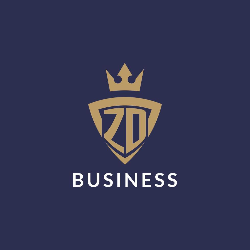 ZD logo with shield and crown, monogram initial logo style vector