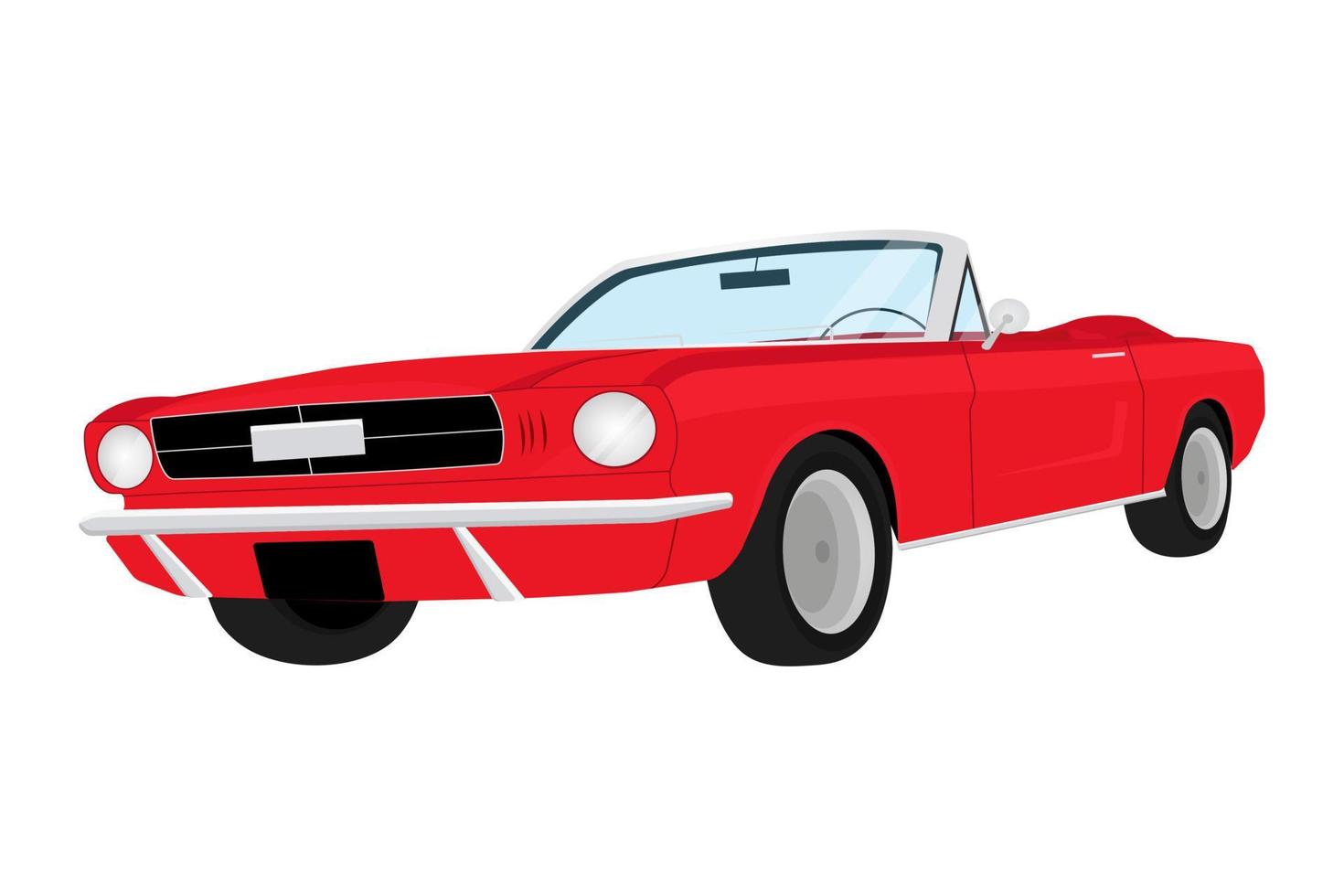 Red cabriolet on a white background in a flat style.Vintage and sports car vector