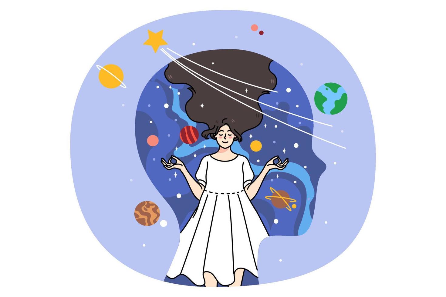 Huge head with mindful woman inside vector