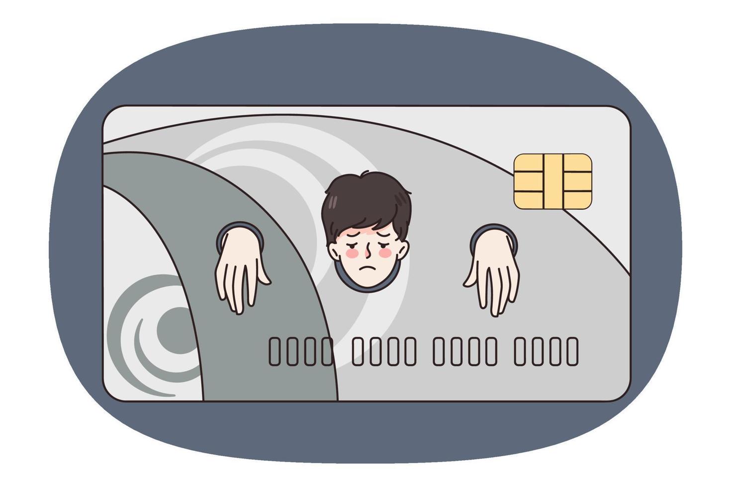 Man slave have financial problems and debts vector