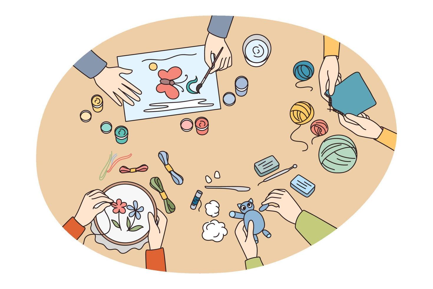 Children have fun engaged in hobby art workshops vector