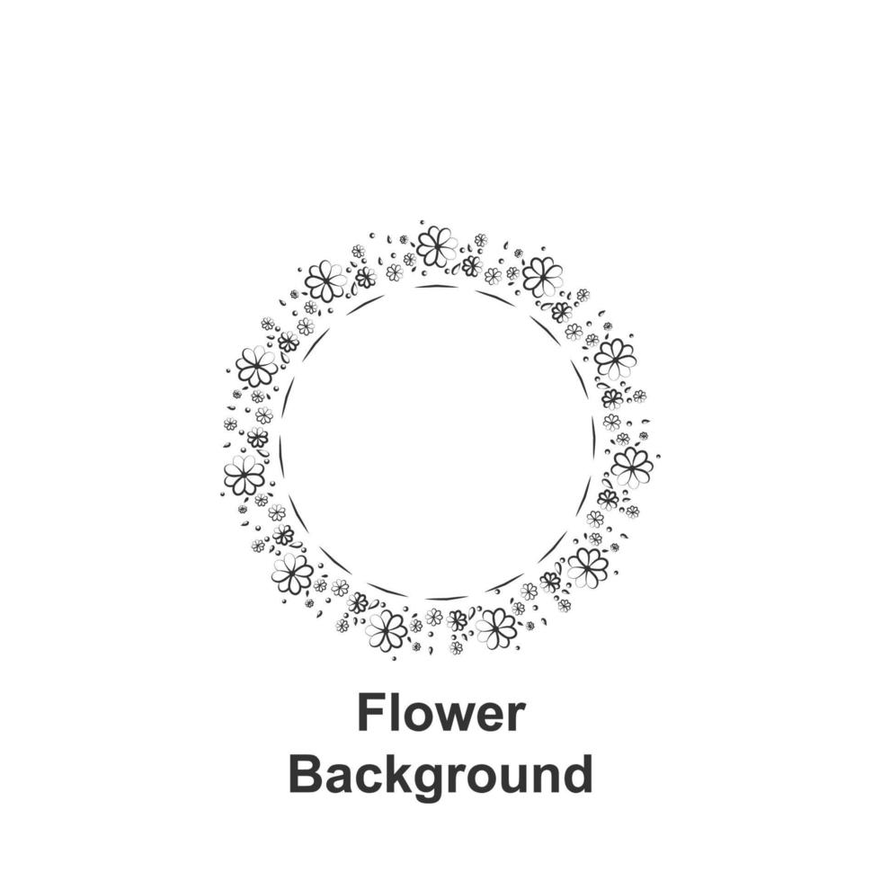 Flower round background, hand drawn in round vector icon illustration