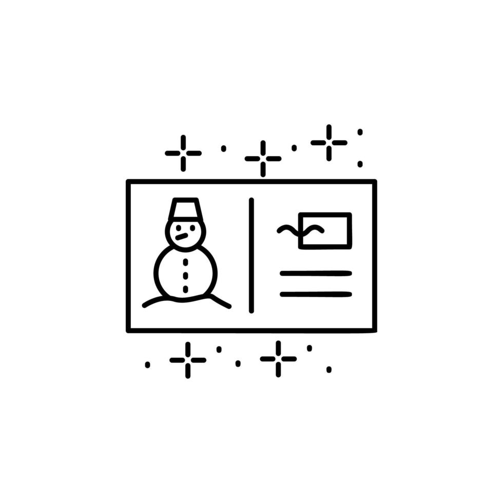 Postcard snowman vector icon illustration