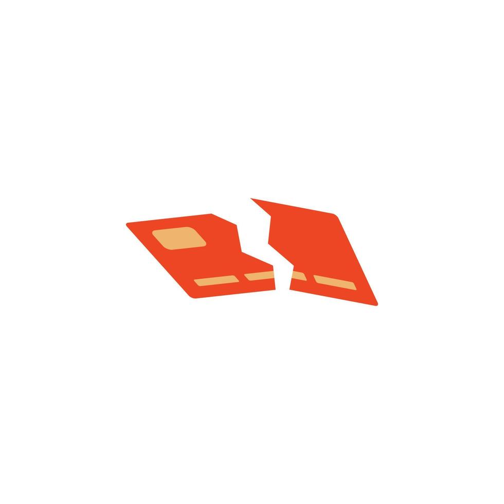 break a credit card colored vector icon illustration