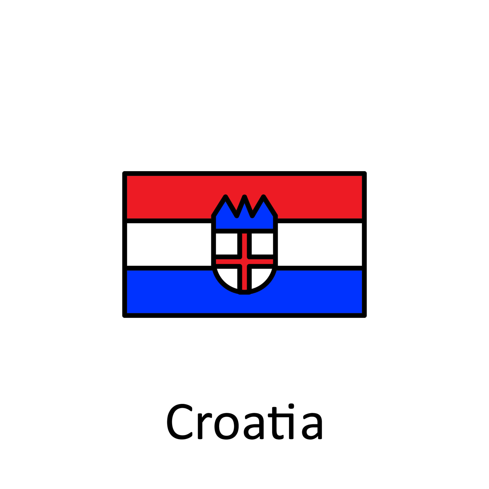 National flag of Croatia in simple colors with name vector icon