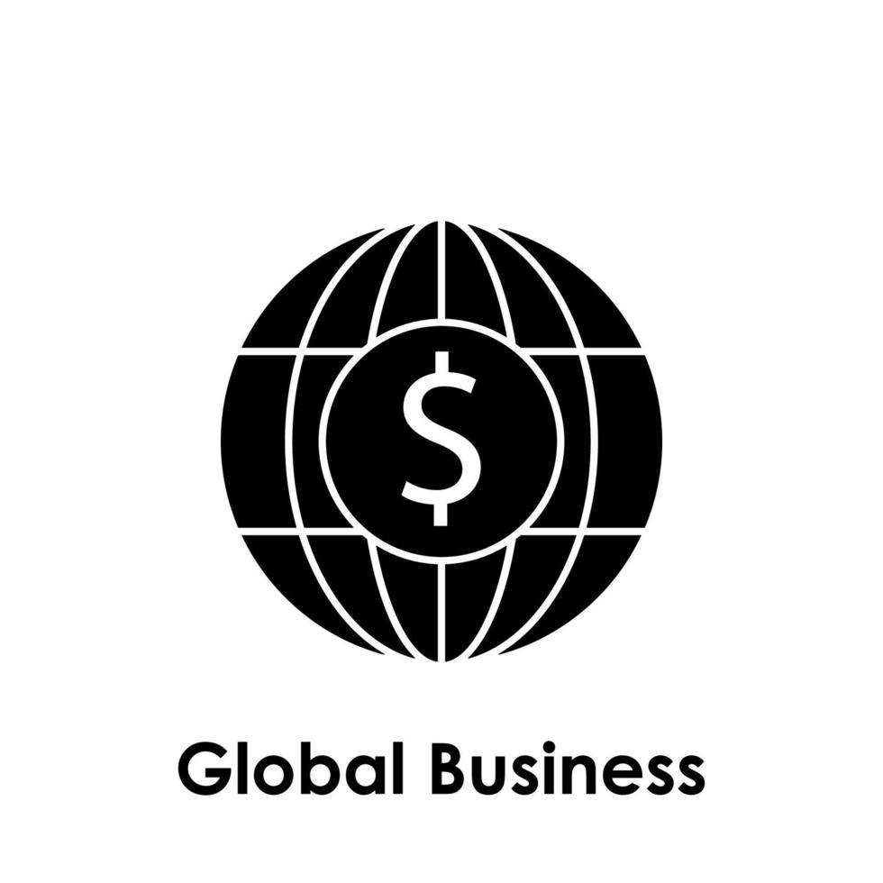 world, dollar, business vector icon illustration