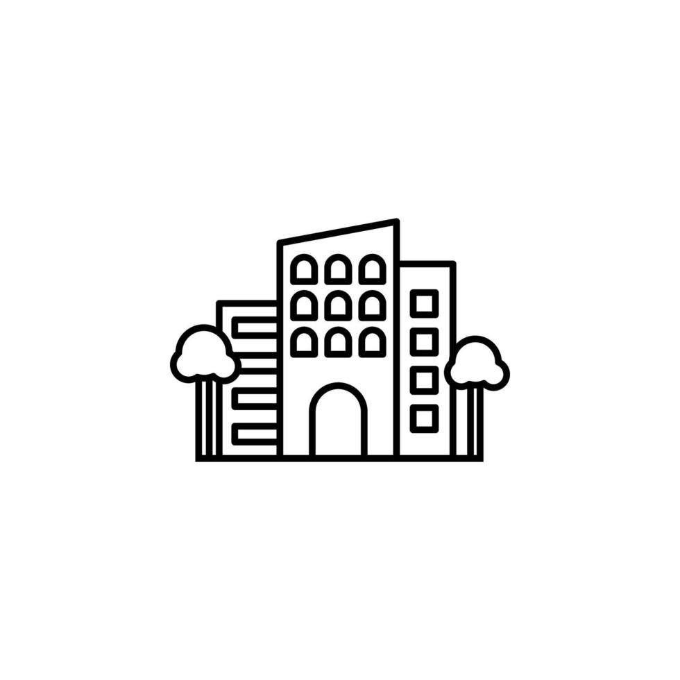 Workplace, office building vector icon illustration