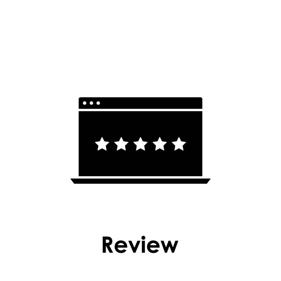 laptop, stars, review vector icon illustration