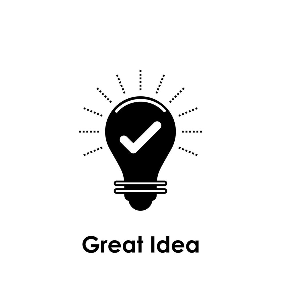 bulb, check, great idea vector icon illustration