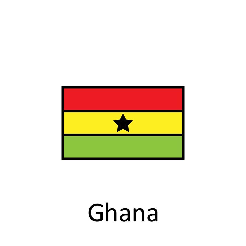 National flag of Ghana in simple colors with name vector icon illustration