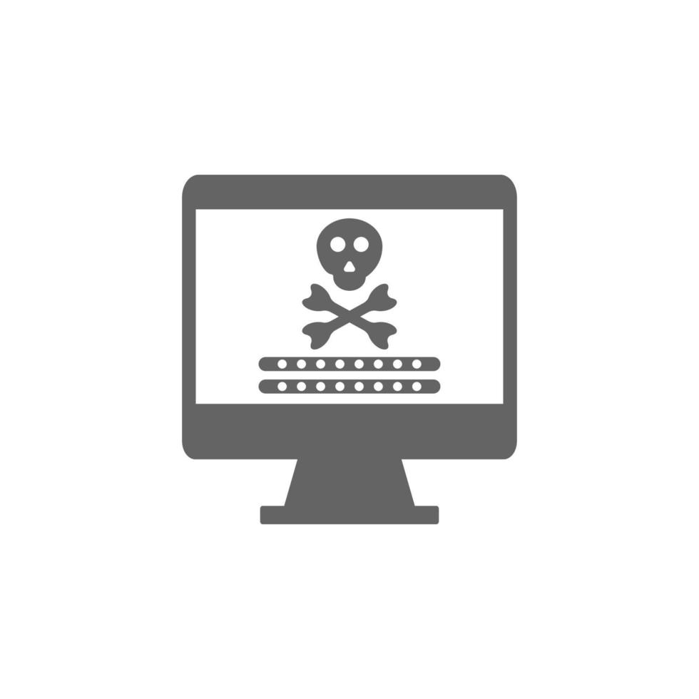Cyber attack screen,virus encryption, ransomware computer virus, risk virus notification, unknown virus vector icon illustration
