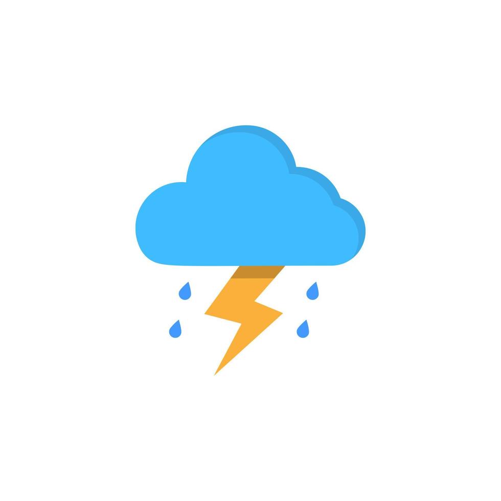 nube lluvia gotas relámpago vector icono ilustración