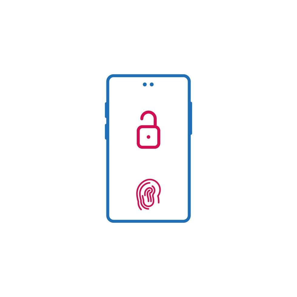 phone, security, touch, unlock vector icon illustration