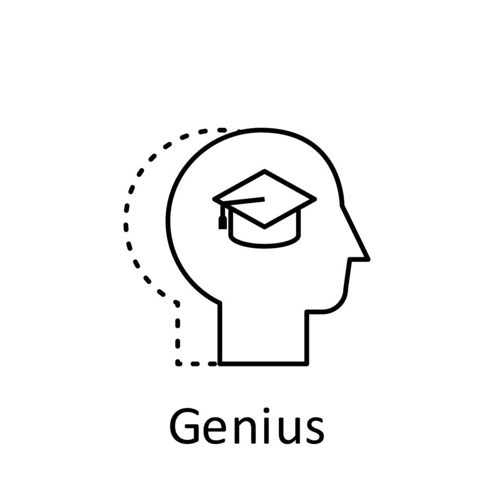Human, academic cap in mind vector icon illustration