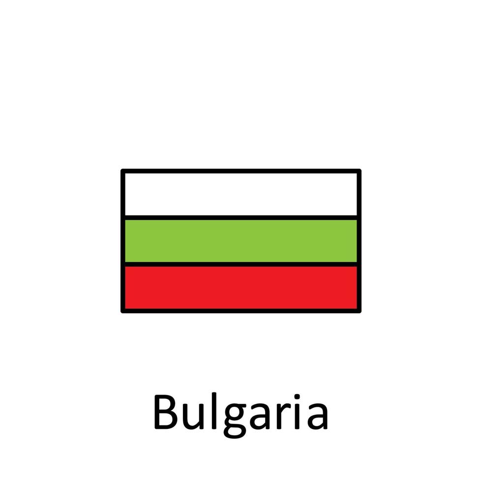 National flag of Bulgaria in simple colors with name vector icon illustration