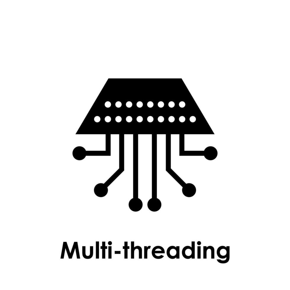 multi-threading, quadrangle, circuit vector icon illustration