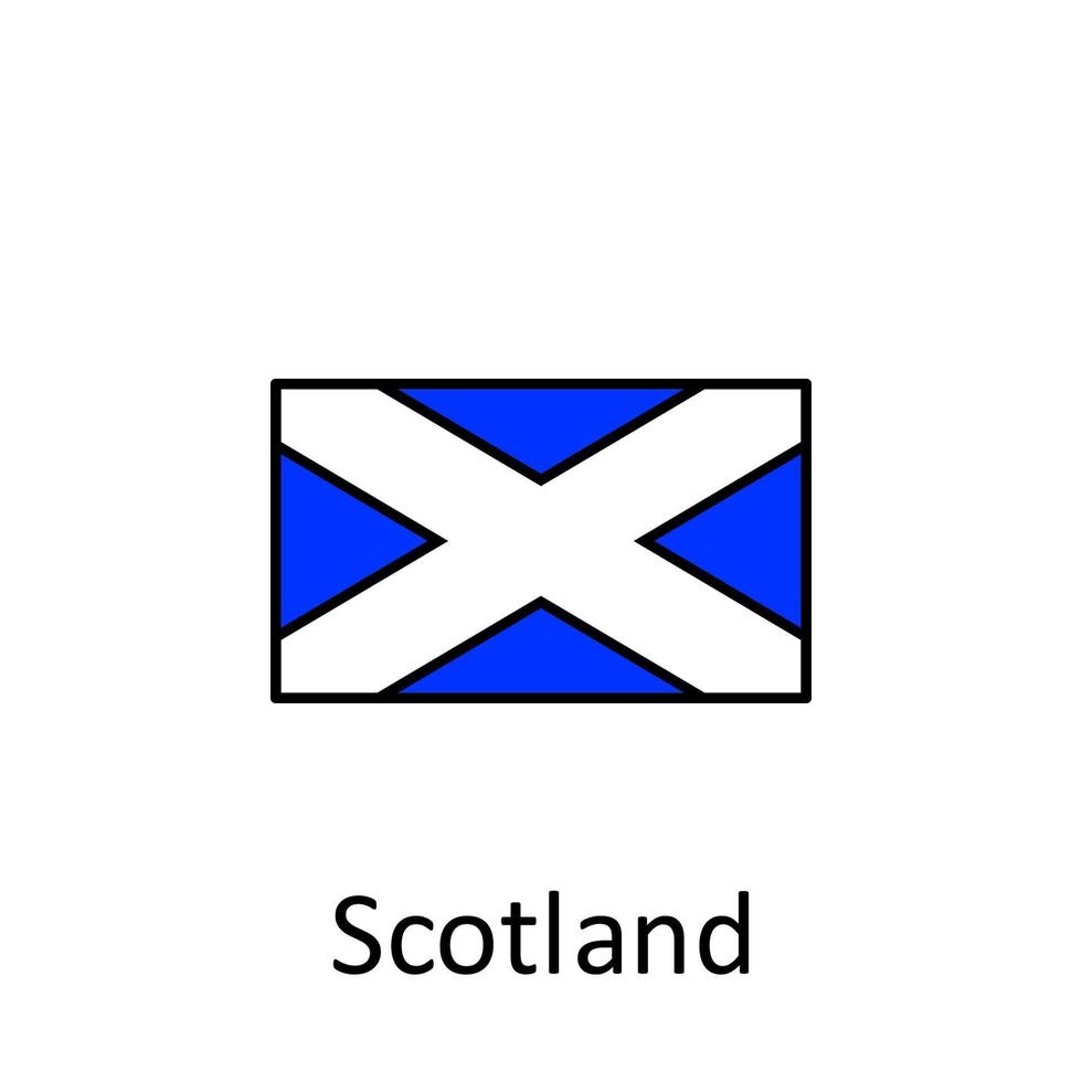 National flag of Scotland in simple colors with name vector icon illustration