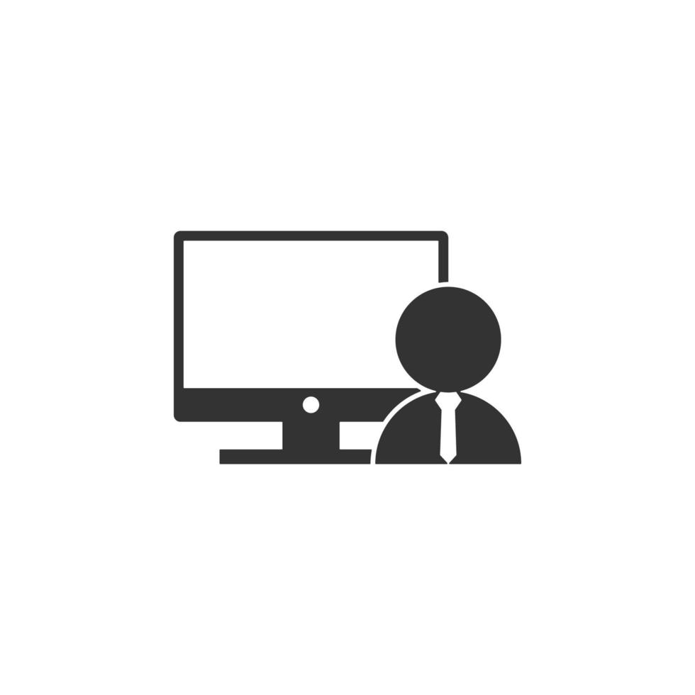 pc, monitor, worker, business vector icon illustration
