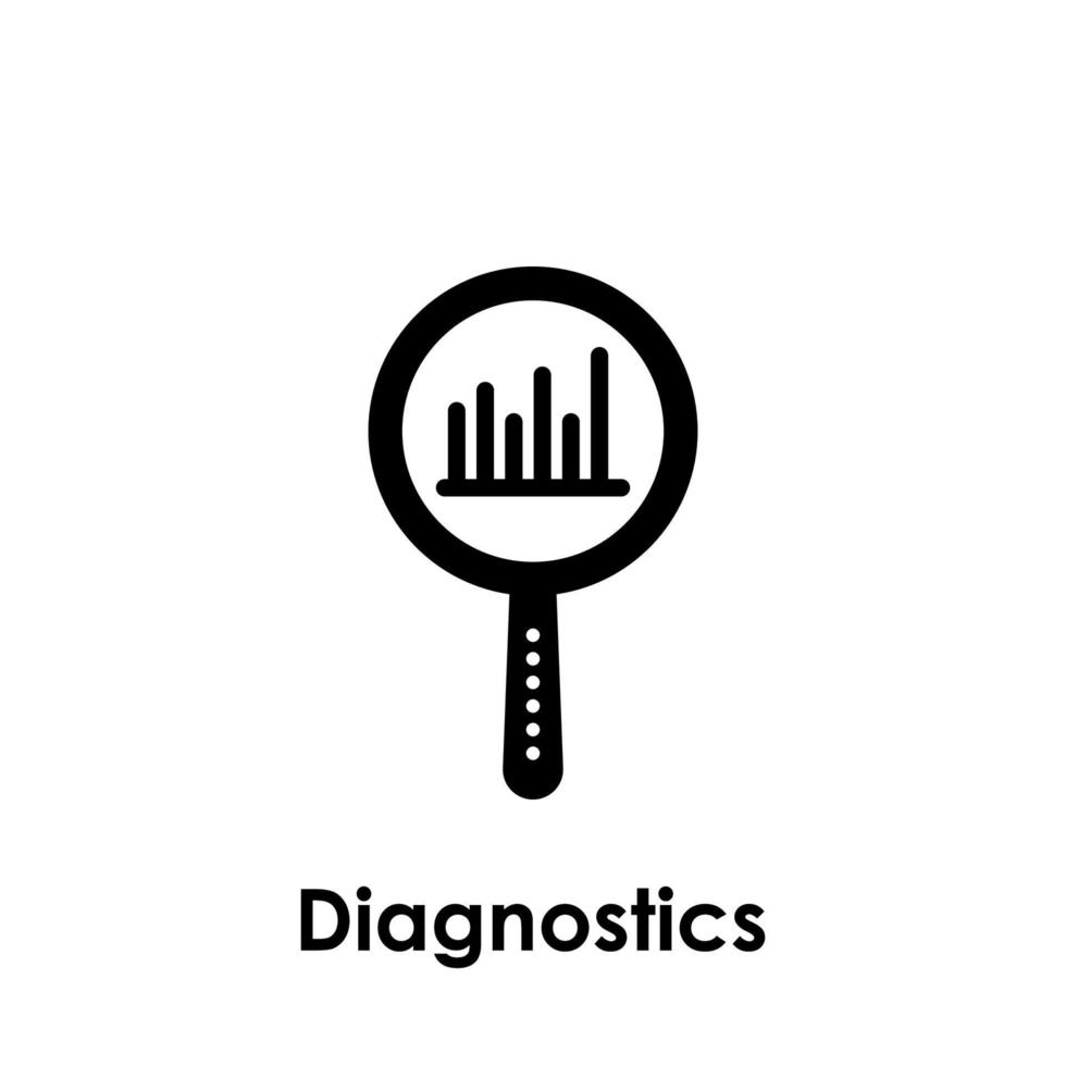 magnifier, diagnostics, chart vector icon illustration