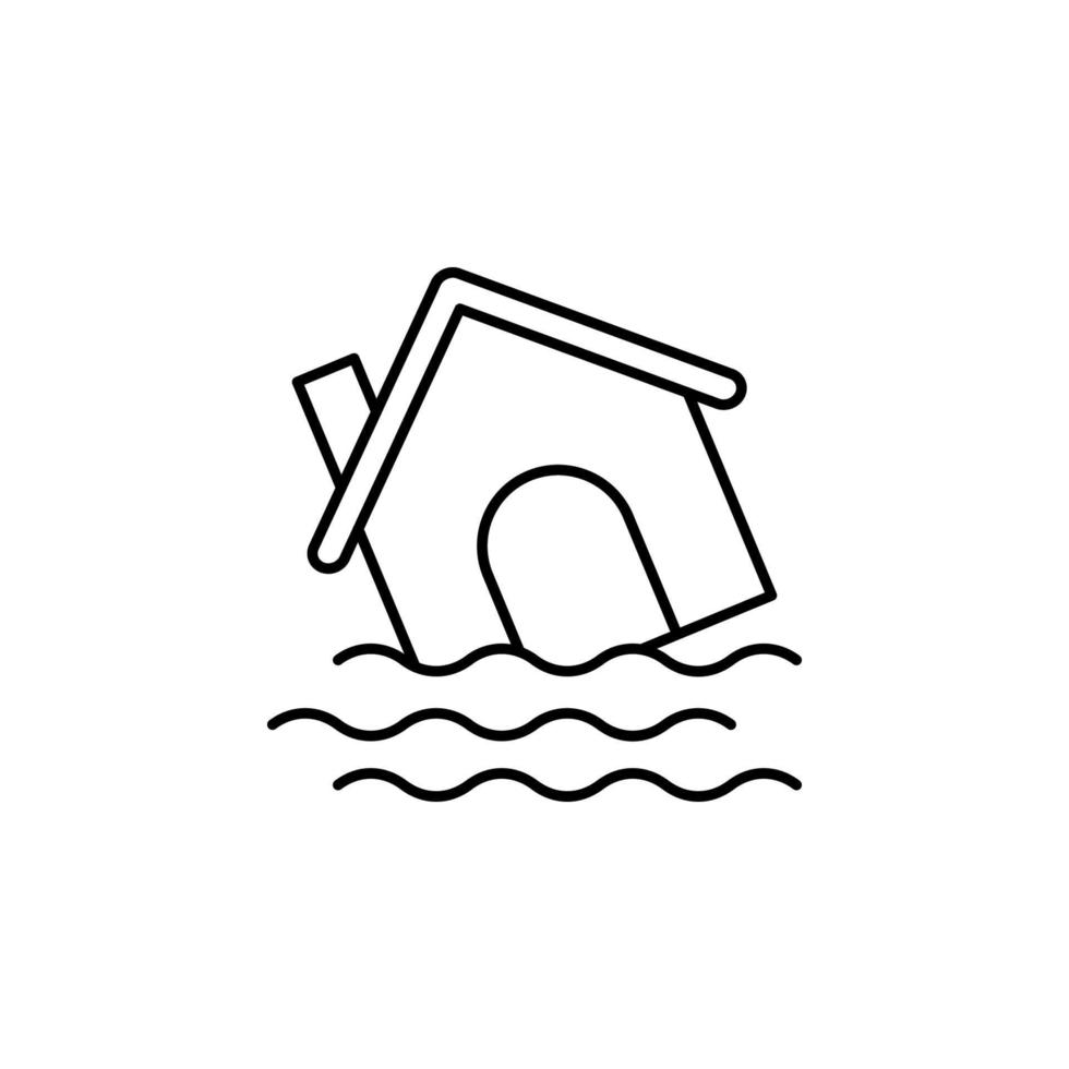 casa, agua, inundar vector icono ilustración