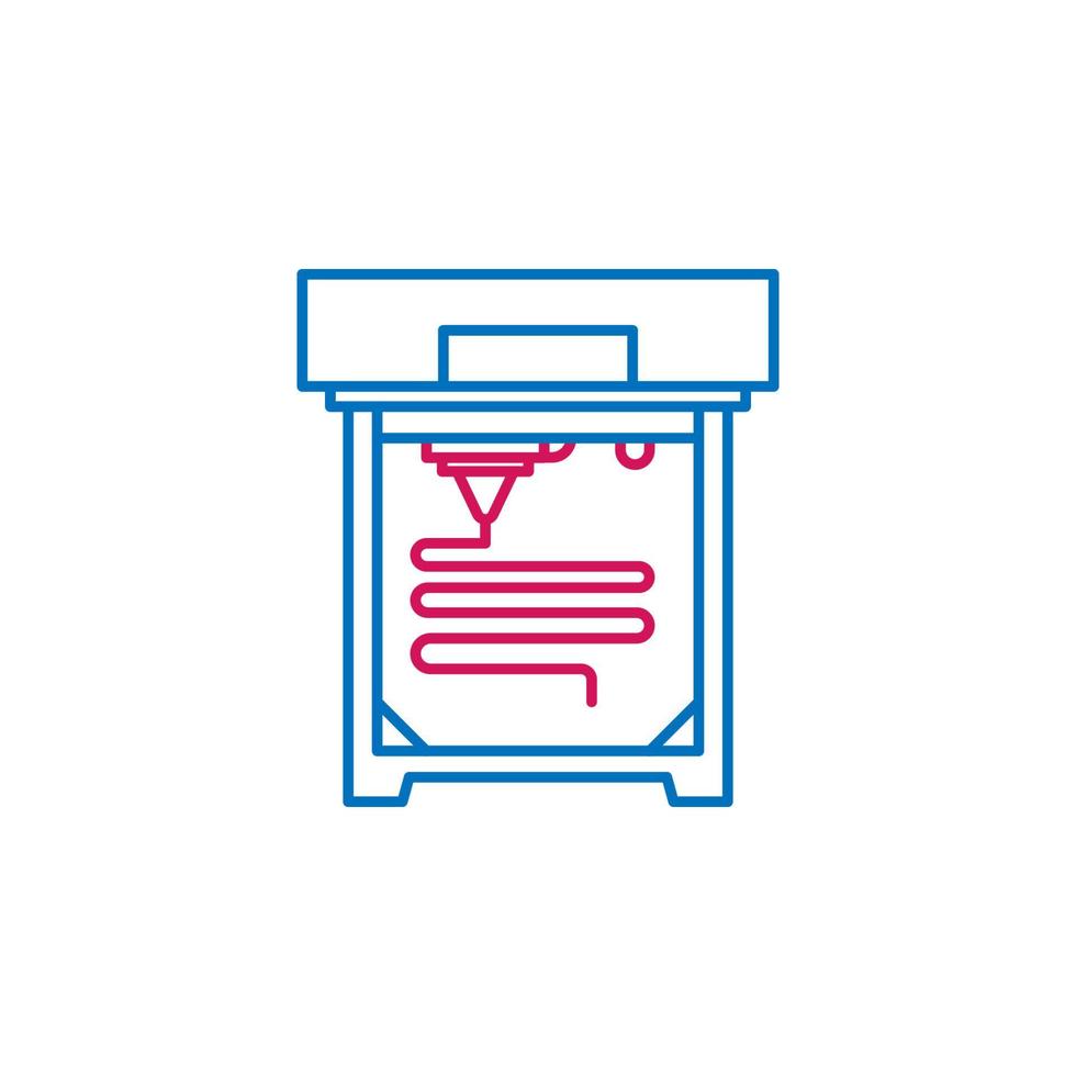 3D printing, 3d printer vector icon illustration