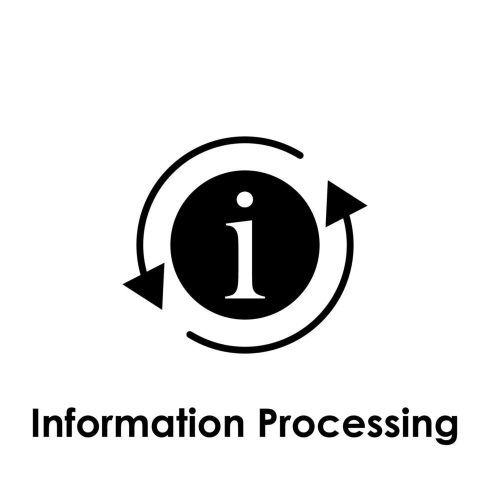 circle, arrow, info, information processing vector icon illustration