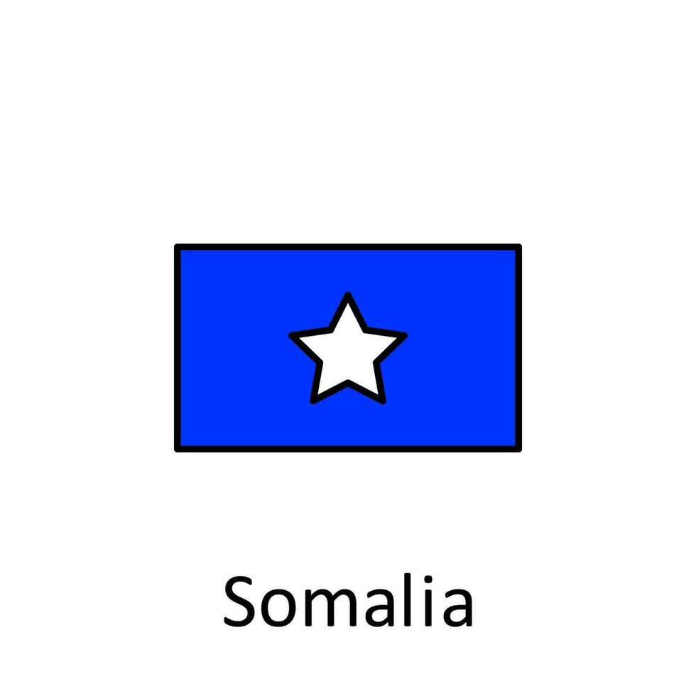 National flag of Somalia in simple colors with name vector icon illustration