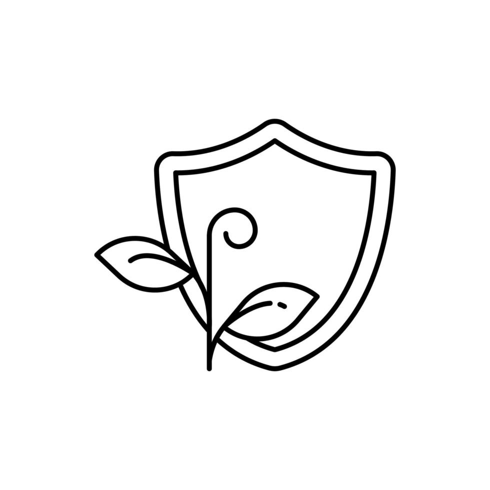 Plant, shield, ecology protection vector icon illustration