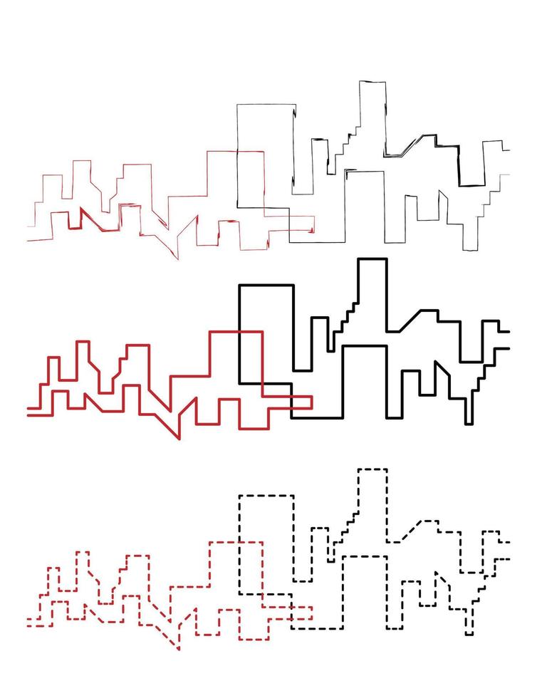 City scape handdraw and line vector icon illustration