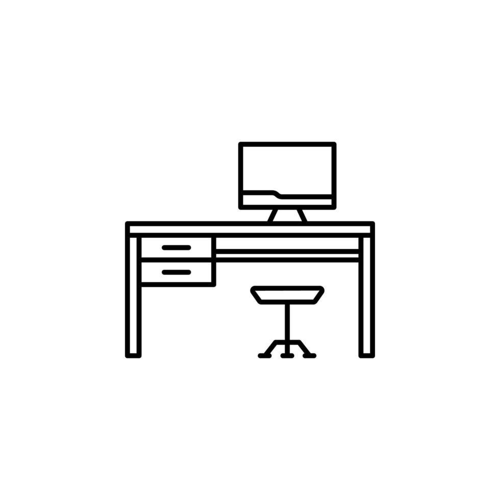 Workplace, work table vector icon illustration