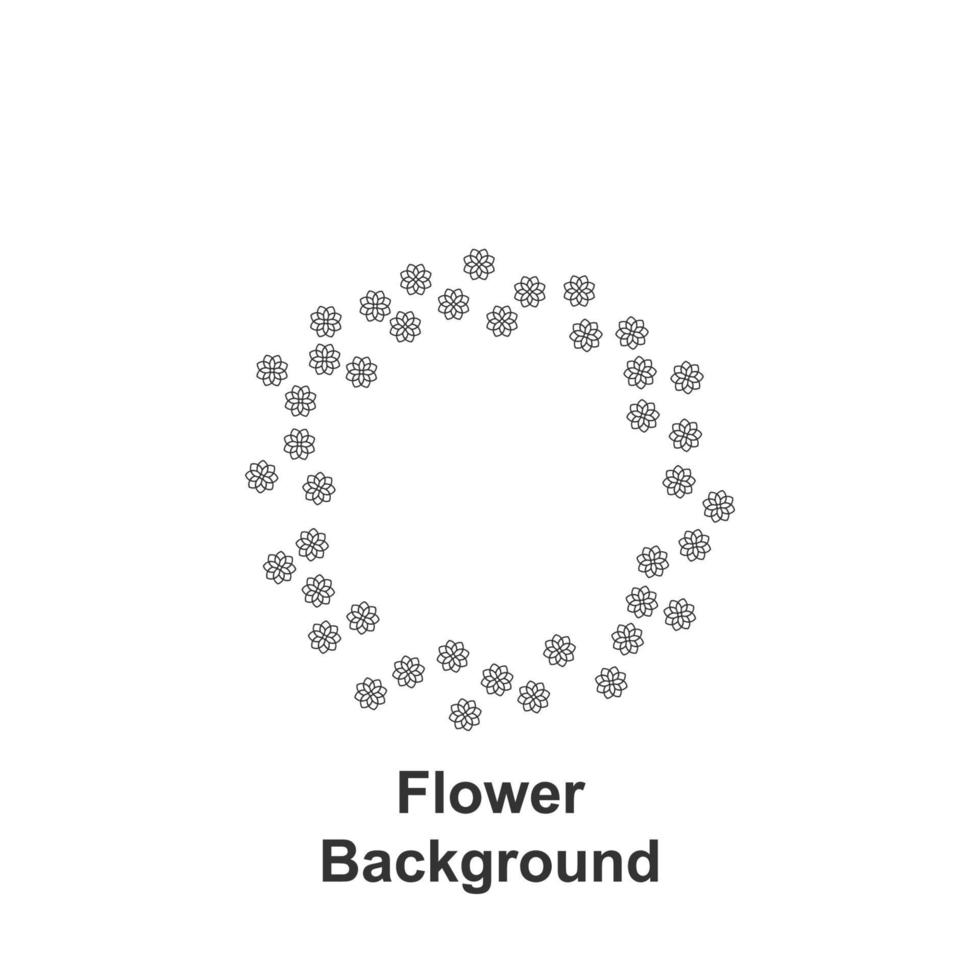 Flower round background, hand drawn in round vector icon illustration