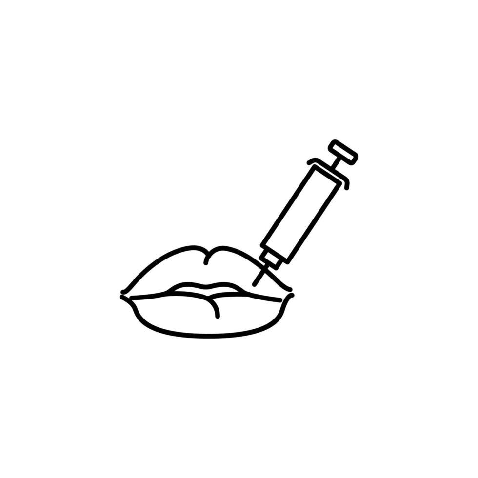 Lip augmentation injection vector icon illustration