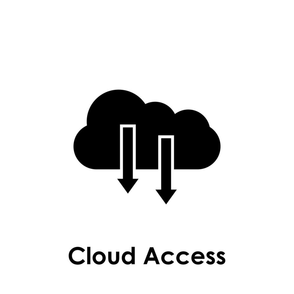 cloud, arrow down, cloud access vector icon illustration
