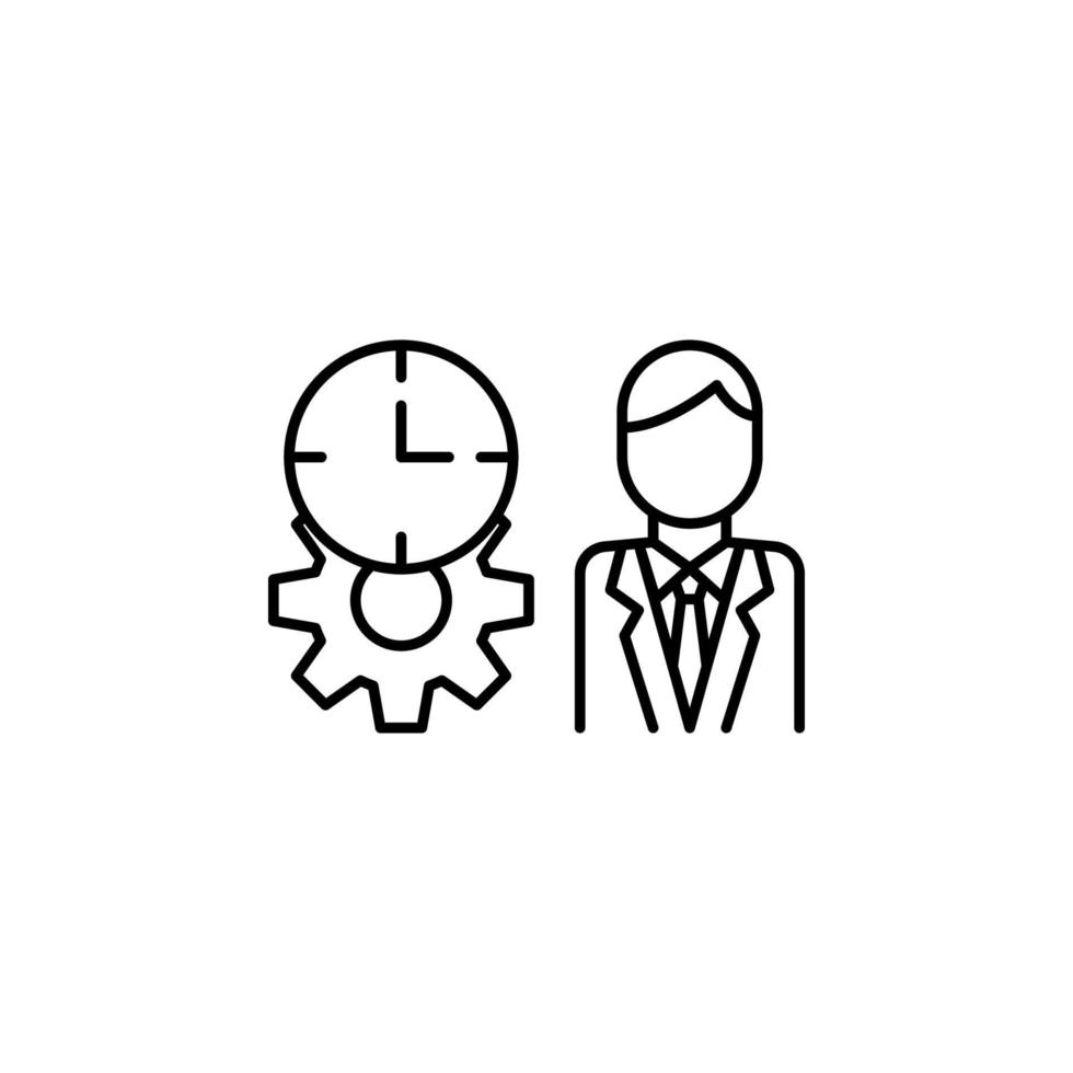 Time management, clock, concentrate, man, management, time vector icon illustration