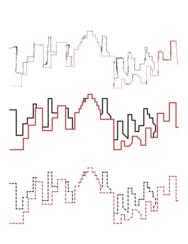 City scape handdraw and line vector icon illustration
