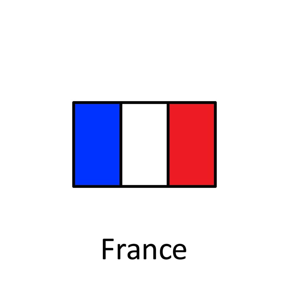 nacional bandera de Francia en sencillo colores con nombre vector icono ilustración