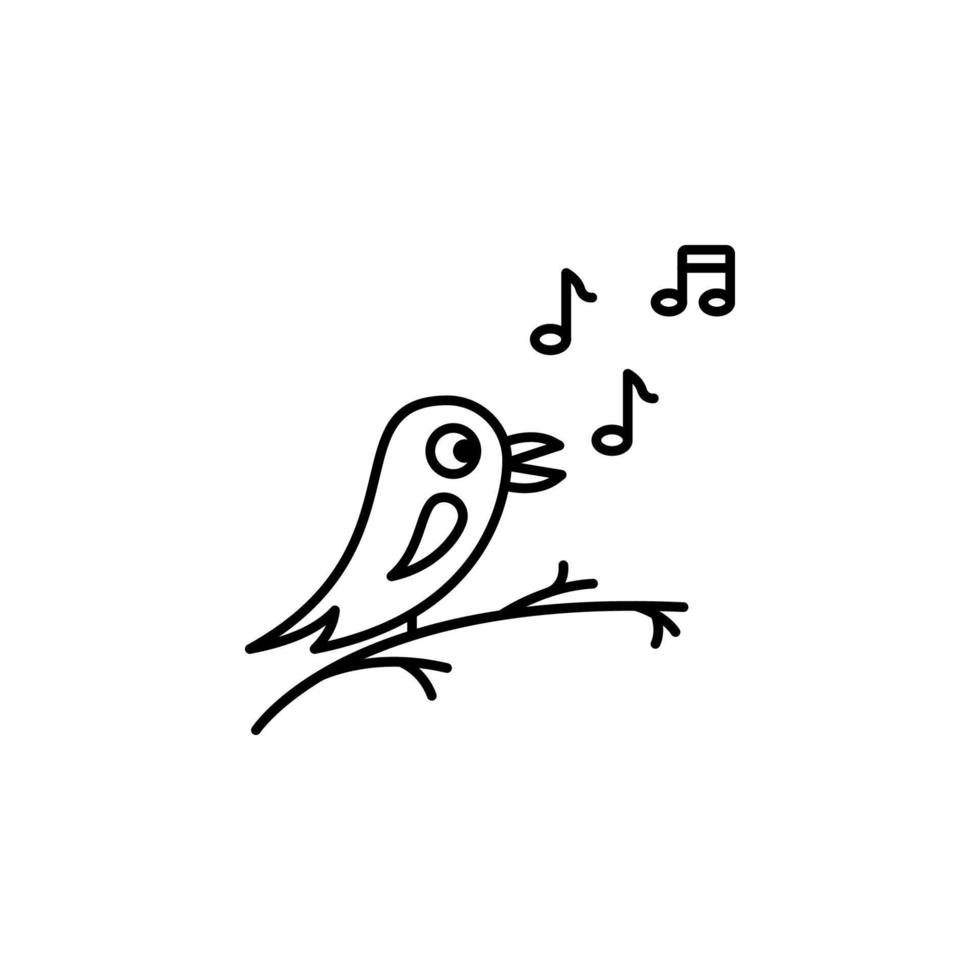 Bird, singing vector icon illustration