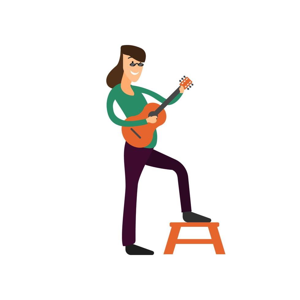 guitarra jugador hombre y dibujos animados vector icono ilustración