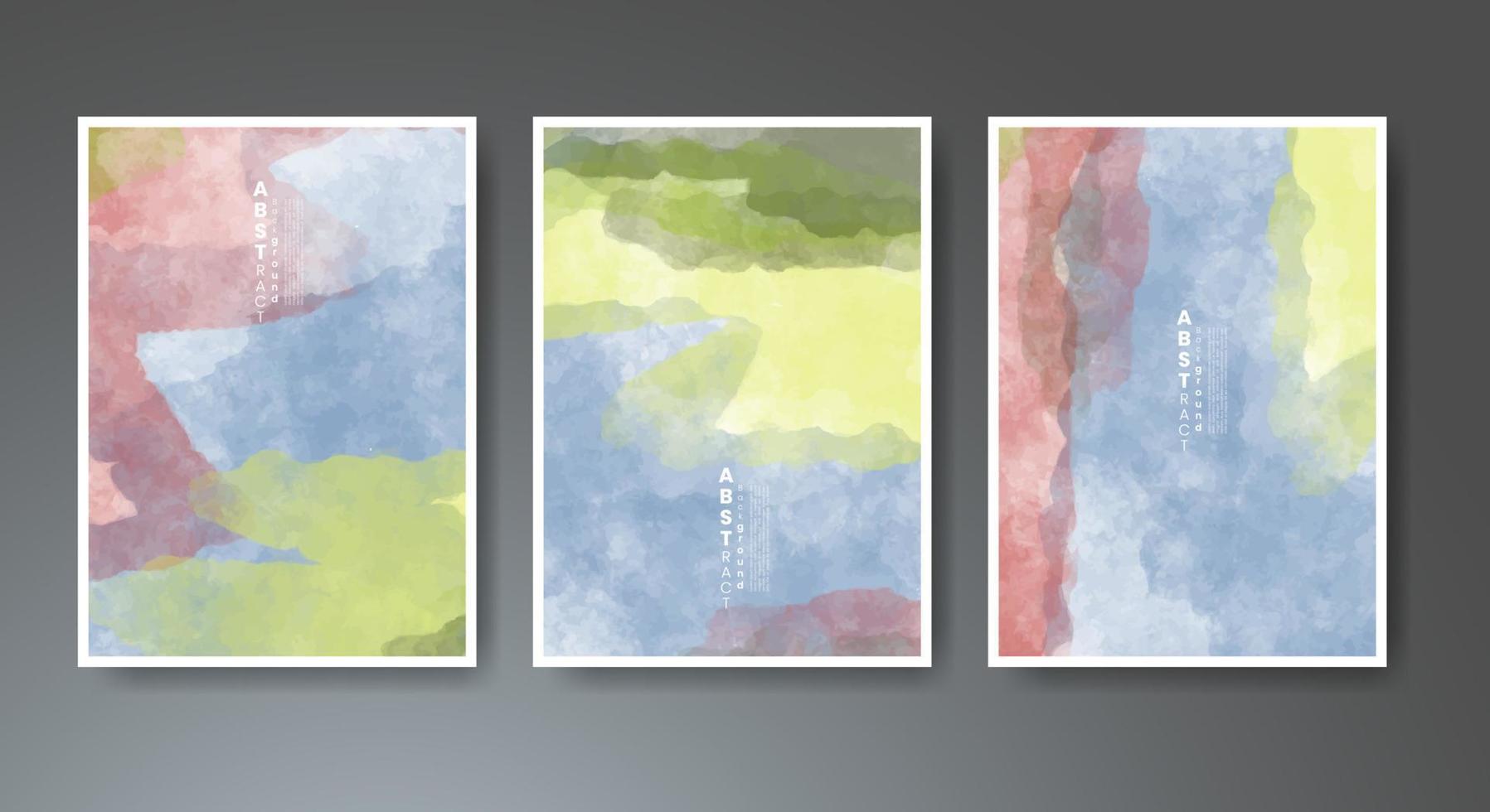 Set of creative hand painted abstract watercolor background. Design for your cover, date, postcard, banner, logo. vector