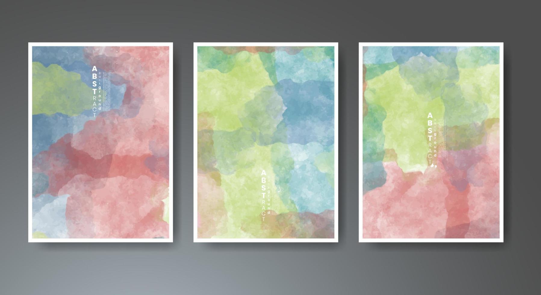 Set of creative hand painted abstract watercolor background. Design for your cover, date, postcard, banner, logo. vector