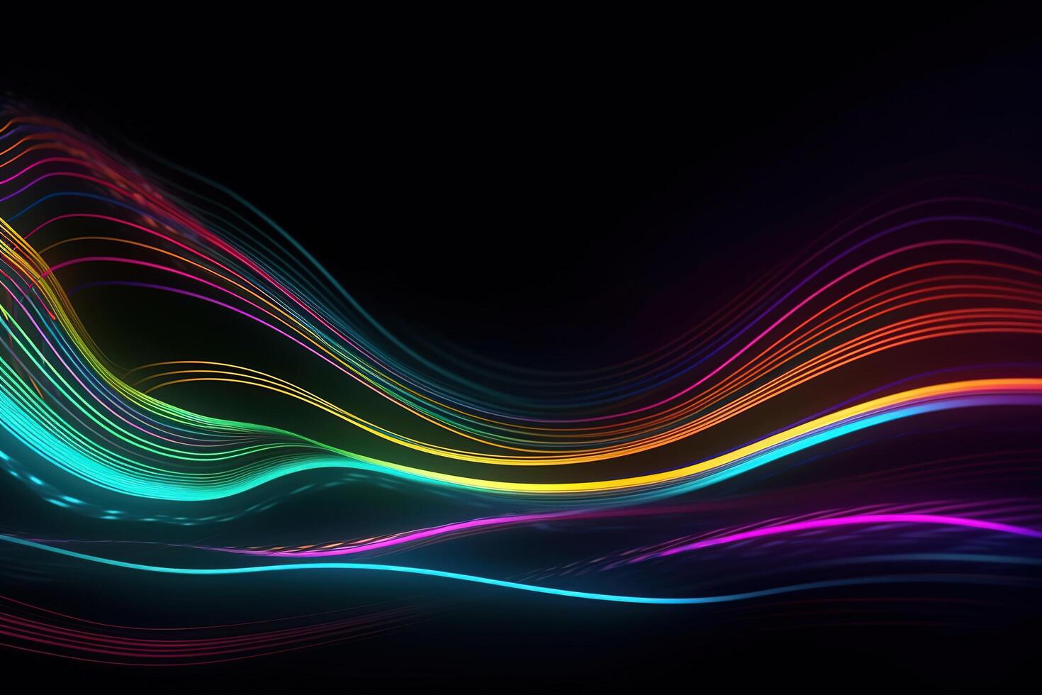 Colorful Neon Light Wave Frame Abstract Background Illustration photo
