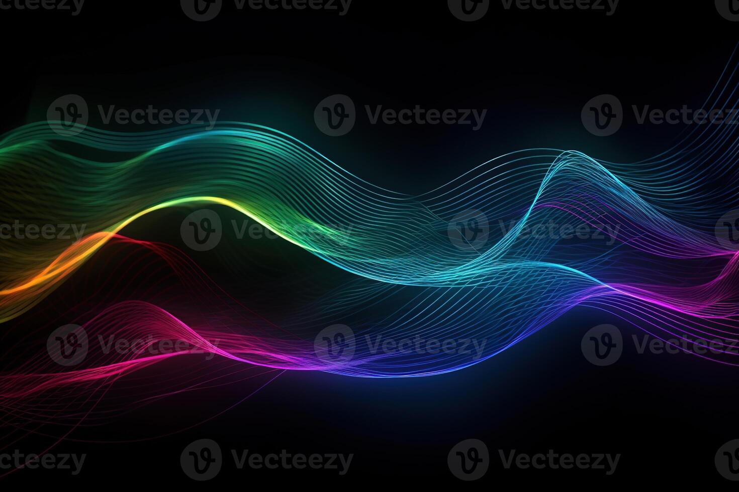 Colorful Neon Light Wave Frame Abstract Background Illustration photo