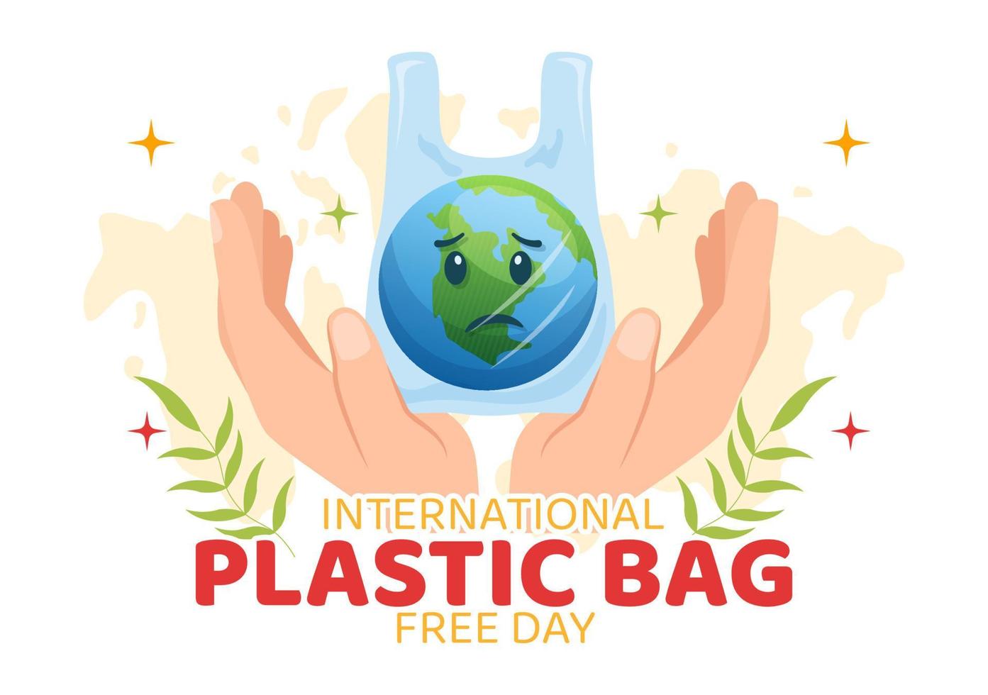 International Plastic Bag Free Day Vector Illustration with Go green, Save Earth and Ocean in Eco Lifestyle Flat Cartoon Hand Drawn Templates