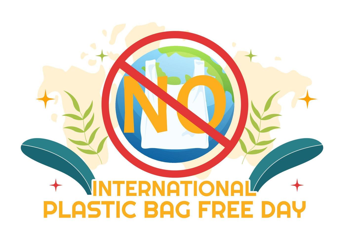 International Plastic Bag Free Day Vector Illustration with Go green, Save Earth and Ocean in Eco Lifestyle Flat Cartoon Hand Drawn Templates