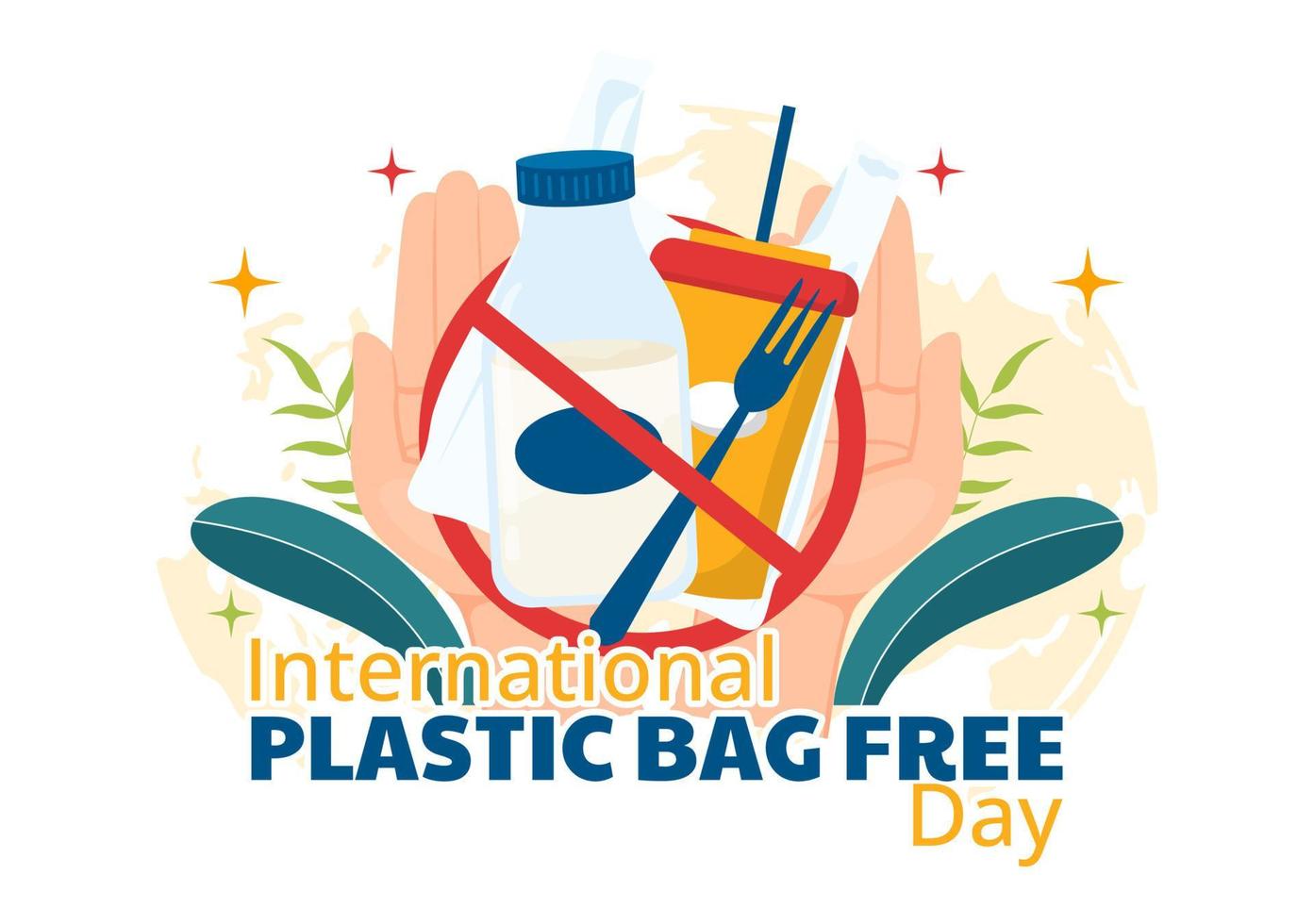 International Plastic Bag Free Day Vector Illustration with Go green, Save Earth and Ocean in Eco Lifestyle Flat Cartoon Hand Drawn Templates