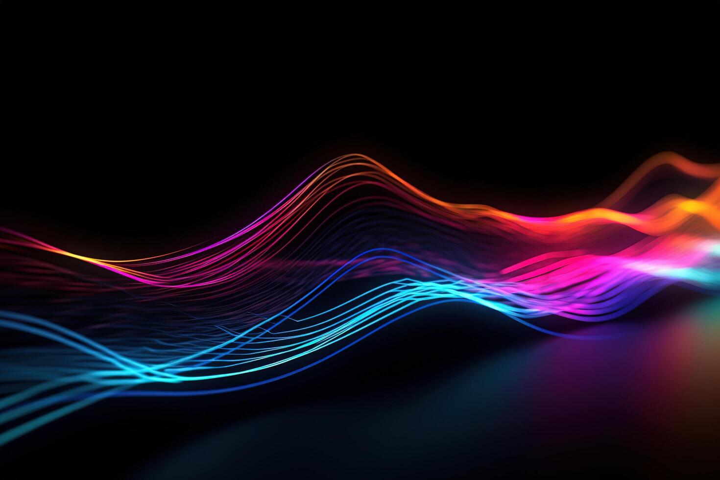 Colorful Neon Light Wave Frame Abstract Background Illustration photo